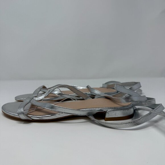 Stuart Weitzman Anita Metallic Leather Ankle Strap Flat Sandals Women's 7 NWOB - Picture 10 of 16